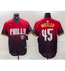Men Philadelphia Phillies 45 Zack Wheeler Red 2024 City Connect Limited Stitched Jersey 2