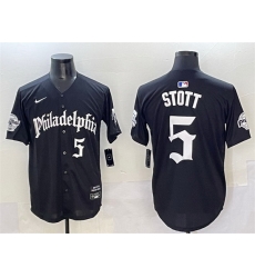 Men Philadelphia Phillies 5 Bryson Stott Black Gothic Vapor Limited Stitched Jersey Men Philadelphia Phillies 5 Bryson Stott Black Gothic Vapor Limited Stitched Jersey