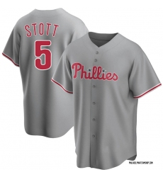 Men Philadelphia Phillies 5 Bryson Stott Grey Cool Base Stitched Jersey
