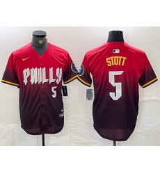 Men Philadelphia Phillies 5 Bryson Stott Red 2024 City Connect Limited Stitched Jersey 1