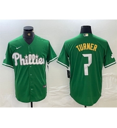 Men Philadelphia Phillies 7 Trea Turner Green 2024 City Connect Stitched Jersey