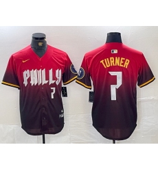 Men Philadelphia Phillies 7 Trea Turner Red 2024 City Connect Limited Stitched Jersey 5