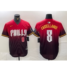 Men Philadelphia Phillies 8 Nick Castellanos Red 2024 City Connect Limited Stitched Jersey 1