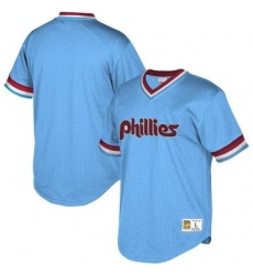 Men Philadelphia Phillies Blank Throwback Jersey Light Blue
