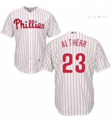 Mens Majestic Philadelphia Phillies 23 Aaron Altherr Replica WhiteRed Strip Home Cool Base MLB Jersey 
