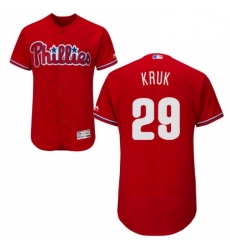 Mens Majestic Philadelphia Phillies 29 John Kruk Red Alternate Flex Base Authentic Collection MLB Jersey