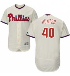 Mens Majestic Philadelphia Phillies 40 Tommy Hunter Cream Alternate Flex Base Authentic Collection MLB Jersey