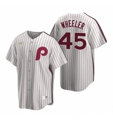 Mens Nike Philadelphia Phillies 45 Zack Wheeler White Cooperstown Collection Home Stitched Baseball Jersey