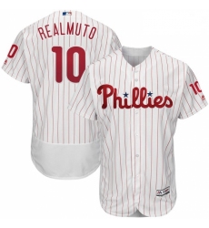 Mens Philadelphia Phillies 10 JT Realmuto Majestic White Home Flex Base Authentic Collection MLB JerseyPlayer 