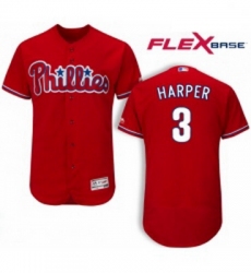 Mens Philadelphia Phillies 3 Bryce Harper Red Flexbase Authentic Collection Stitched MLB Jersey