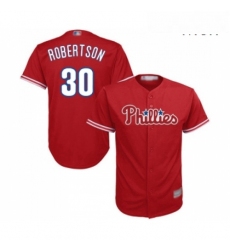 Mens Philadelphia Phillies 30 David Robertson Replica Red Alternate Cool Base Baseball Jersey 