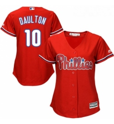 Womens Majestic Philadelphia Phillies 10 Darren Daulton Replica Red Alternate Cool Base MLB Jersey