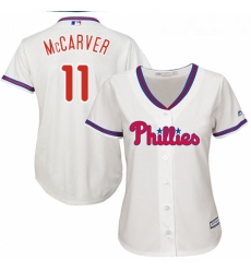 Womens Majestic Philadelphia Phillies 11 Tim McCarver Replica Cream Alternate Cool Base MLB Jersey