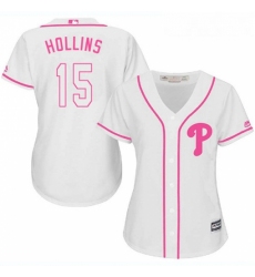 Womens Majestic Philadelphia Phillies 15 Dave Hollins Authentic White Fashion Cool Base MLB Jersey