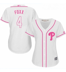 Womens Majestic Philadelphia Phillies 4 Jimmy Foxx Replica White Fashion Cool Base MLB Jersey