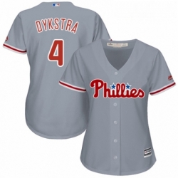 Womens Majestic Philadelphia Phillies 4 Lenny Dykstra Authentic Grey Road Cool Base MLB Jersey 