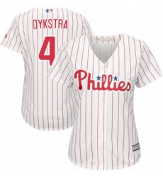 Womens Majestic Philadelphia Phillies 4 Lenny Dykstra Replica WhiteRed Strip Home Cool Base MLB Jersey 