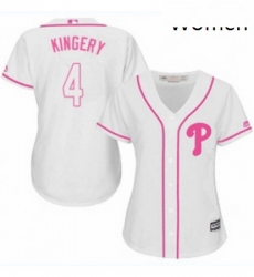 Womens Majestic Philadelphia Phillies 4 Scott Kingery Authentic White Fashion Cool Base MLB Jersey 