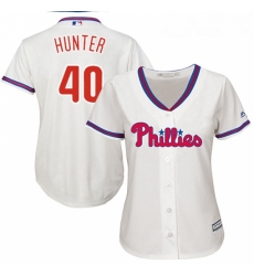 Womens Majestic Philadelphia Phillies 40 Tommy Hunter Authentic Cream Alternate Cool Base MLB Jersey 