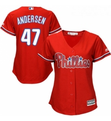 Womens Majestic Philadelphia Phillies 47 Larry Andersen Replica Red Alternate Cool Base MLB Jersey