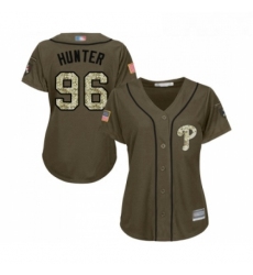 Womens Philadelphia Phillies 96 Tommy Hunter Authentic Green Salute to Service Baseball Jersey 