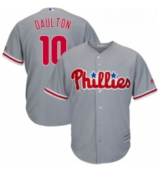 Youth Majestic Philadelphia Phillies 10 Darren Daulton Replica Grey Road Cool Base MLB Jersey