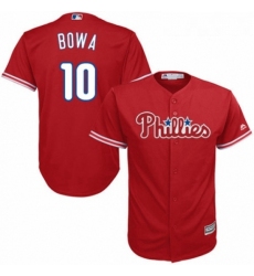 Youth Majestic Philadelphia Phillies 10 Larry Bowa Authentic Red Alternate Cool Base MLB Jersey 