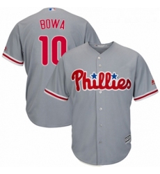 Youth Majestic Philadelphia Phillies 10 Larry Bowa Replica Grey Road Cool Base MLB Jersey 