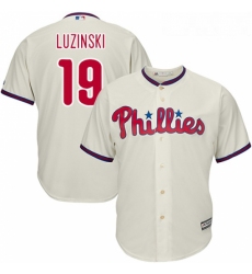 Youth Majestic Philadelphia Phillies 19 Greg Luzinski Authentic Cream Alternate Cool Base MLB Jersey
