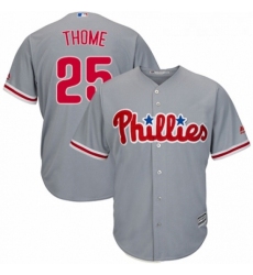 Youth Majestic Philadelphia Phillies 25 Jim Thome Authentic Grey Road Cool Base MLB Jersey 