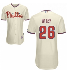 Youth Majestic Philadelphia Phillies 26 Chase Utley Authentic Cream Alternate Cool Base MLB Jersey