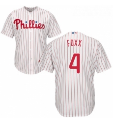 Youth Majestic Philadelphia Phillies 4 Jimmy Foxx Authentic WhiteRed Strip Home Cool Base MLB Jersey