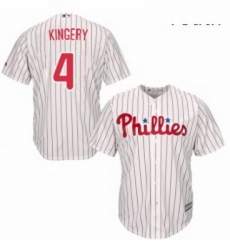 Youth Majestic Philadelphia Phillies 4 Scott Kingery Authentic WhiteRed Strip Home Cool Base MLB Jersey 