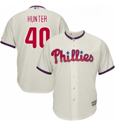 Youth Majestic Philadelphia Phillies 40 Tommy Hunter Replica Cream Alternate Cool Base MLB Jersey 