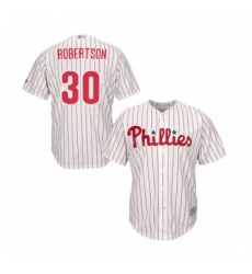 Youth Philadelphia Phillies 30 David Robertson Replica White Red Strip Home Cool Base Baseball Jersey 