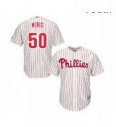 Youth Philadelphia Phillies 50 Hector Neris Replica White Red Strip Home Cool Base Baseball Jersey 
