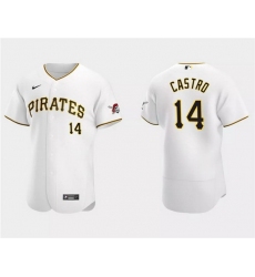 Men Pittsburgh Pirates 14 Rodolfo Castro White Flex Base Stitched Baseball Jersey