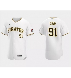 Men Pittsburgh Pirates 91 Ji Man Choi White Flex Base Stitched Baseball Jersey