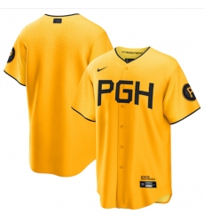 Men Pittsburgh Pirates Blank Gold 2023 City Connect Stitched Jersey