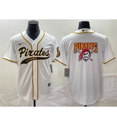 Men Pittsburgh Pirates White Team Big Logo Cool Base Stitched Baseball Jersey