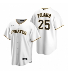 Mens Nike Pittsburgh Pirates 25 Gregory Polanco White Home Stitched Baseball Jerse