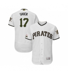 Mens Pittsburgh Pirates 17 JB Shuck White Alternate Authentic Collection Flex Base Baseball Jersey