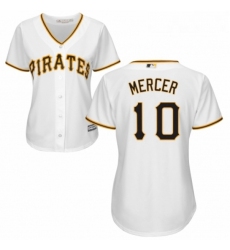 Womens Majestic Pittsburgh Pirates 10 Jordy Mercer Replica White Home Cool Base MLB Jersey 