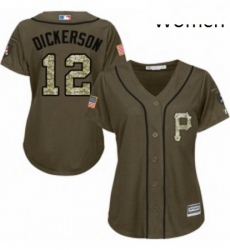 Womens Majestic Pittsburgh Pirates 12 Corey Dickerson Authentic Green Salute to Service MLB Jersey 