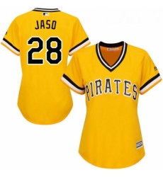 Womens Majestic Pittsburgh Pirates 28 John Jaso Authentic Gold Alternate Cool Base MLB Jersey