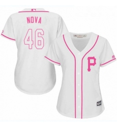 Womens Majestic Pittsburgh Pirates 46 Ivan Nova Replica White Fashion Cool Base MLB Jersey 