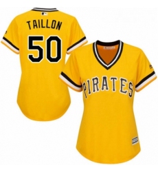 Womens Majestic Pittsburgh Pirates 50 Jameson Taillon Replica Gold Alternate Cool Base MLB Jersey 