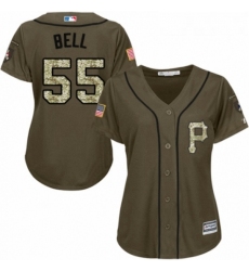 Womens Majestic Pittsburgh Pirates 55 Josh Bell Authentic Green Salute to Service MLB Jersey 