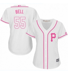 Womens Majestic Pittsburgh Pirates 55 Josh Bell Authentic White Fashion Cool Base MLB Jersey 