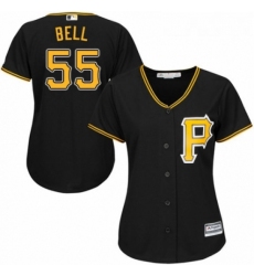 Womens Majestic Pittsburgh Pirates 55 Josh Bell Replica Black Alternate Cool Base MLB Jersey 